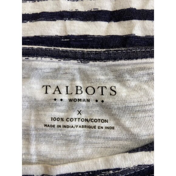 Talbots Striped Sequin Ladybug Top Black White Red 1X Nautical Resort Preppy - Picture 4 of 9